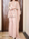 3PC Embroidered Sharara Set – Light Peach