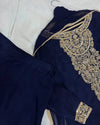 3PC Ready-to-Wear Embroidered Chiffon Shalwar Kameez – Dark Blue