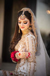 3 piece Ready to Wear Elegant White Nikah Dress with Organza Shirt, Net Gharara & Dupatta