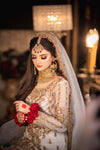 3 piece Ready to Wear Elegant White Nikah Dress with Organza Shirt, Net Gharara & Dupatta