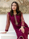 2PC Ready-to-Wear Embroidered Dress – Maroon