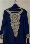 3PC Ready-to-Wear Embroidered Chiffon Shalwar Kameez – Dark Blue