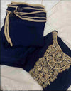 3PC Ready-to-Wear Embroidered Chiffon Shalwar Kameez – Dark Blue