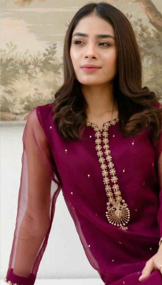 2PC Ready-to-Wear Embroidered Dress – Maroon