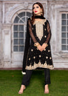 3PC Embroidered Chiffon Party Suit – Eastern Black (Ready to Wear)
