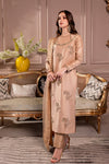 3PC Ready-to-Wear Embroidered Raw Silk Dress – Light Copper
