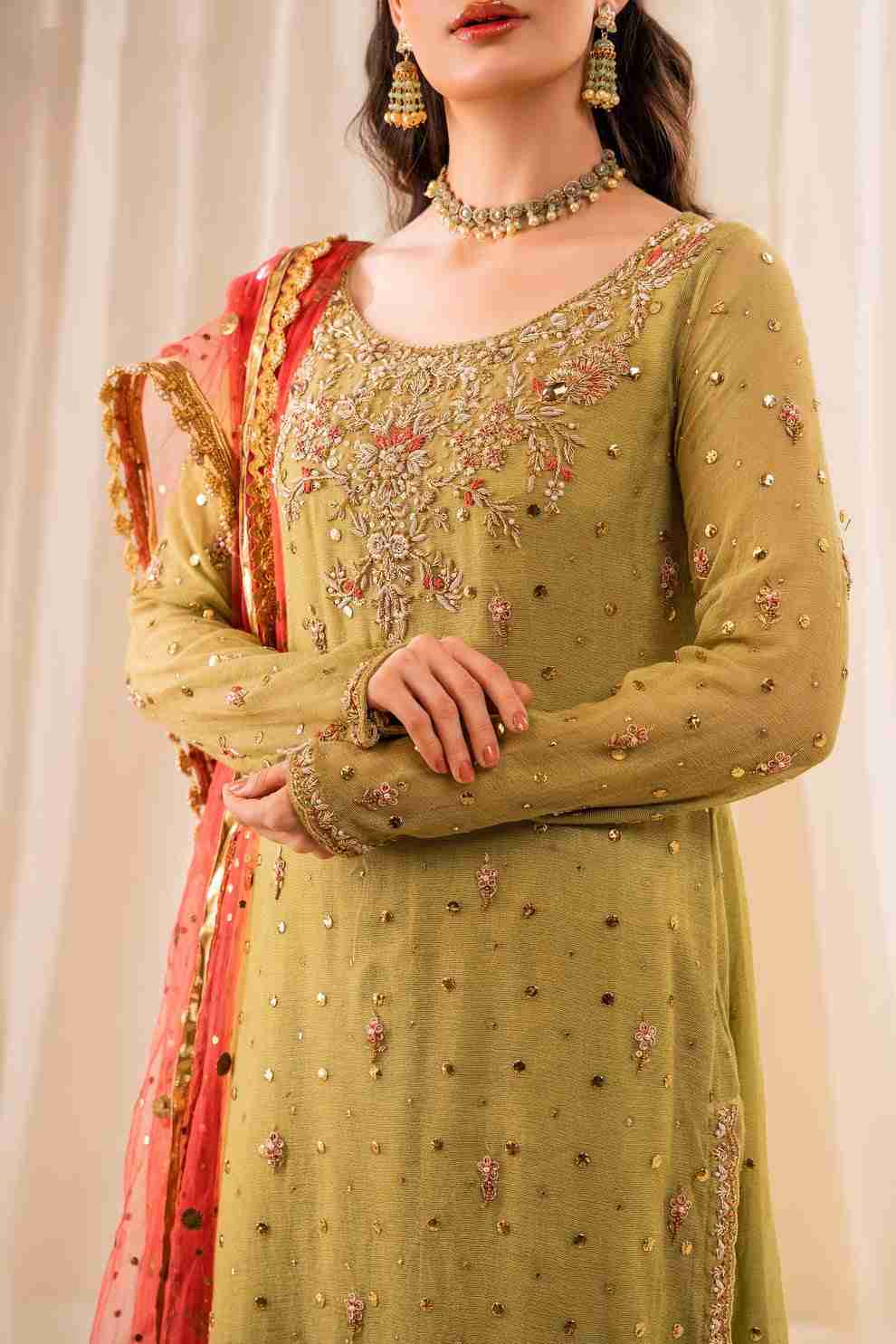 3PC Ready-to-Wear Embroidered Khadi Dress – Sabza