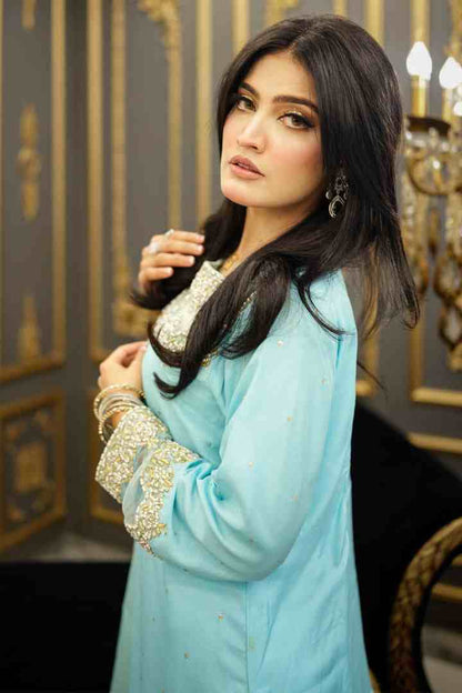3PC Ready-to-Wear Raw Silk Dress – Electric Blue
