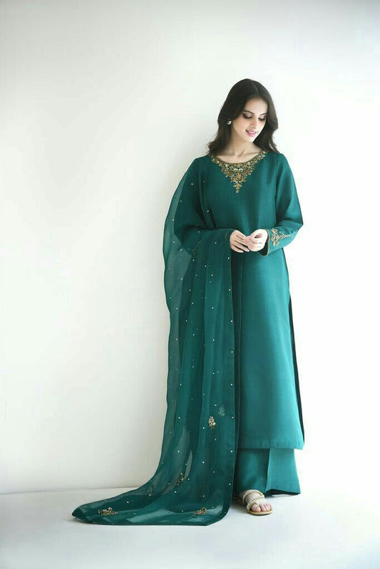 3PC Embroidered Ready-to-Wear Zinc Dress
