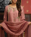 3PC Ready-to-Wear Embroidered Raw Silk Suit – Pink