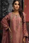 3PC Ready-to-Wear Embroidered Raw Silk Suit – Pink