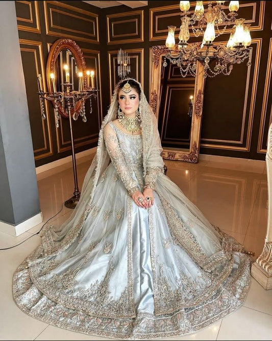 Elegant Pastel Blue Maxi Gown – The Perfect Bridal Choice