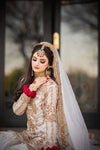3 piece  Ready to Wear Elegant White Nikah Dress  with  Organza Shirt, Net Gharara & Dupatta
