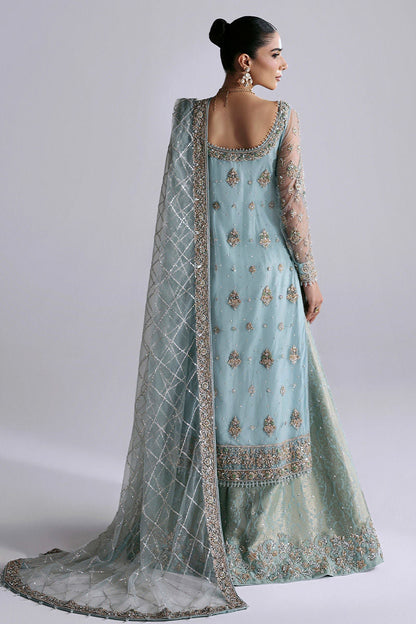 Pakistani Bridal Dress in Blue Lehenga Dupatta Style –