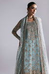Pakistani Bridal Dress in Blue Lehenga Dupatta Style –