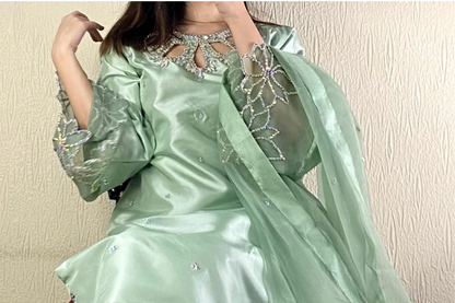 3-Piece Embroidered Ready to Wear Dress – Soft Frosty Shade