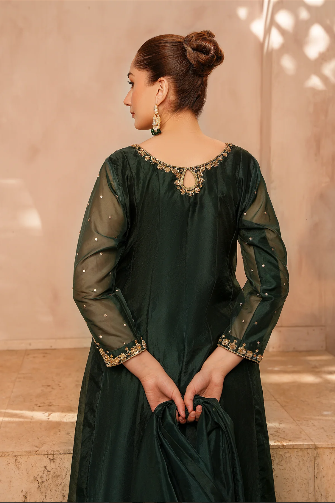 3-Piece Embellished Mehndi Green – Ready to Wear Formal Dress