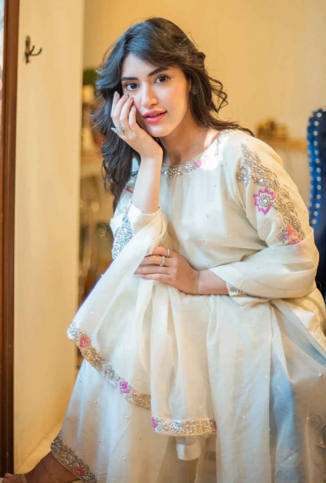 3PC Hand Embroidered Korean Raw Silk Dress