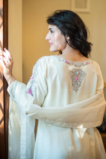 3PC Hand Embroidered Korean Raw Silk Dress