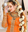 Orange Sharara Shirt Bridal Pakistani Mehndi Dresses