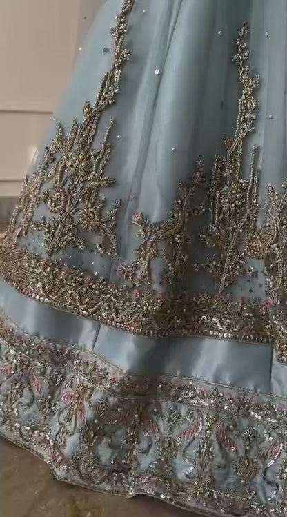 Elegant Pastel Blue Maxi Gown – The Perfect Bridal Choice