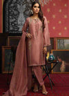 3PC Ready-to-Wear Embroidered Raw Silk Suit – Pink